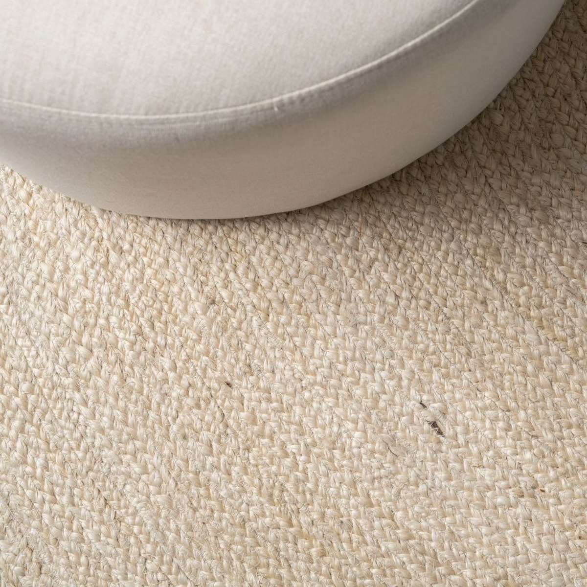 Round White Jute Rug - Large