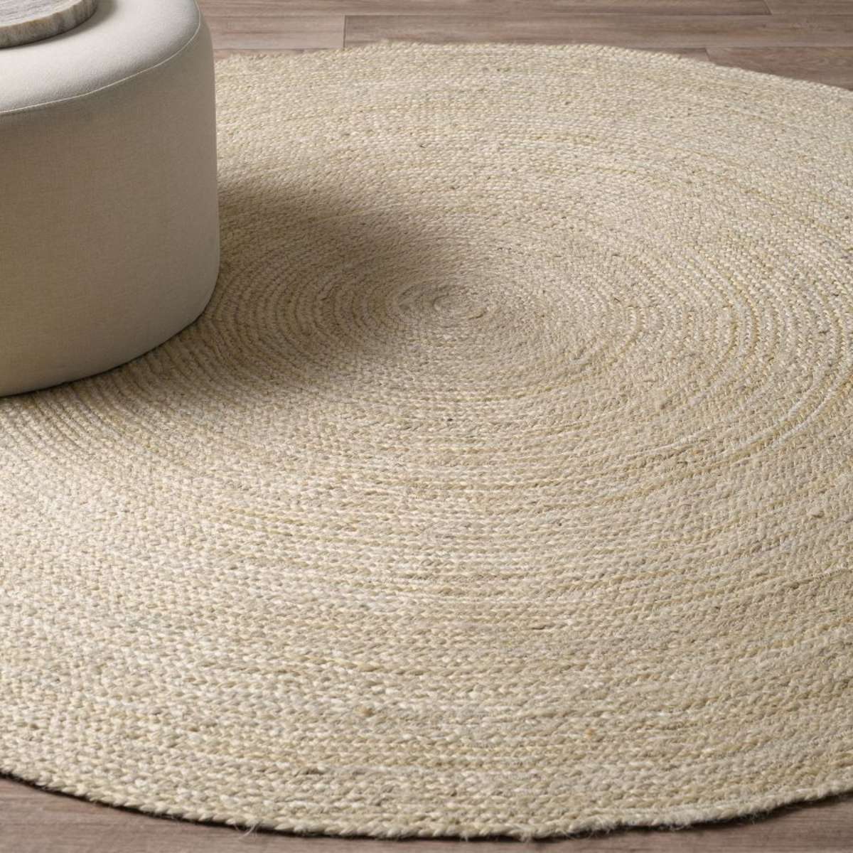 Round White Jute Rug - Large