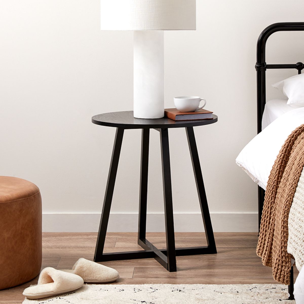 Zander Round Side Table - Black