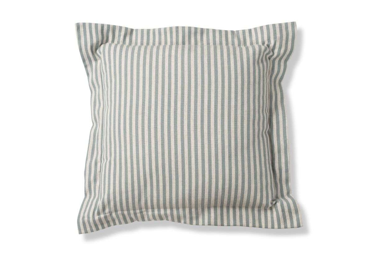 Ari Linen Blend Thin Stripe Cushion - Seafoam Blue