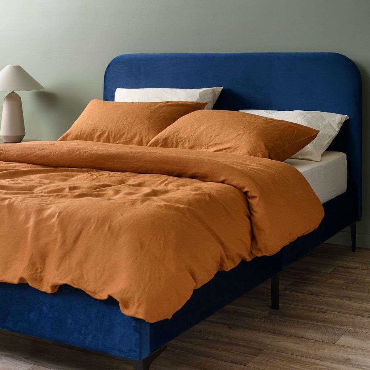 Luka Velvet Queen Bed - Navy