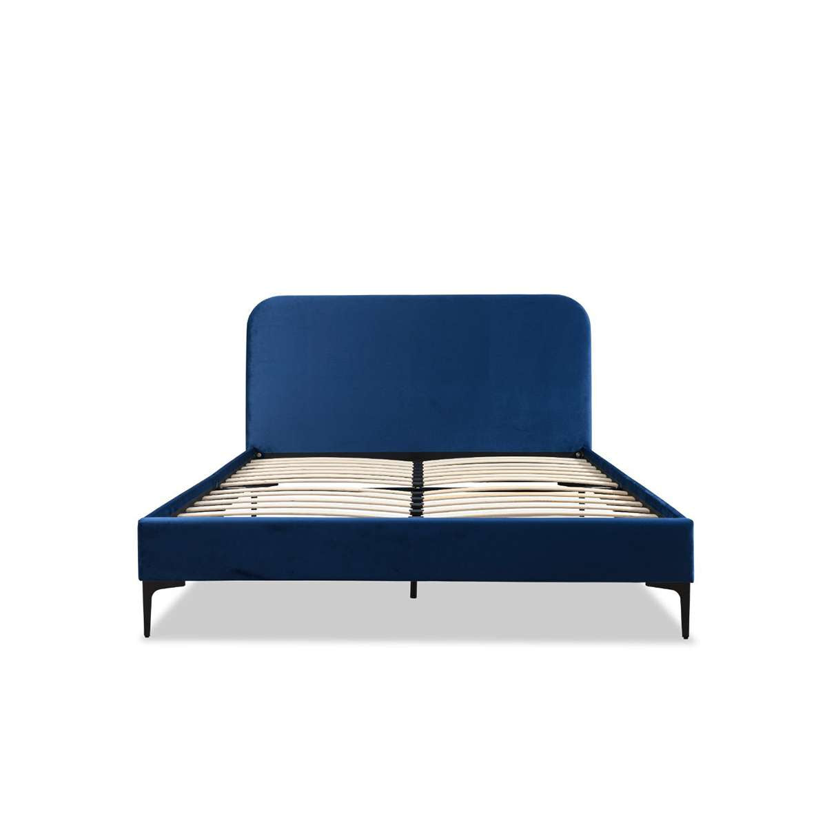 Luka Velvet Queen Bed - Navy
