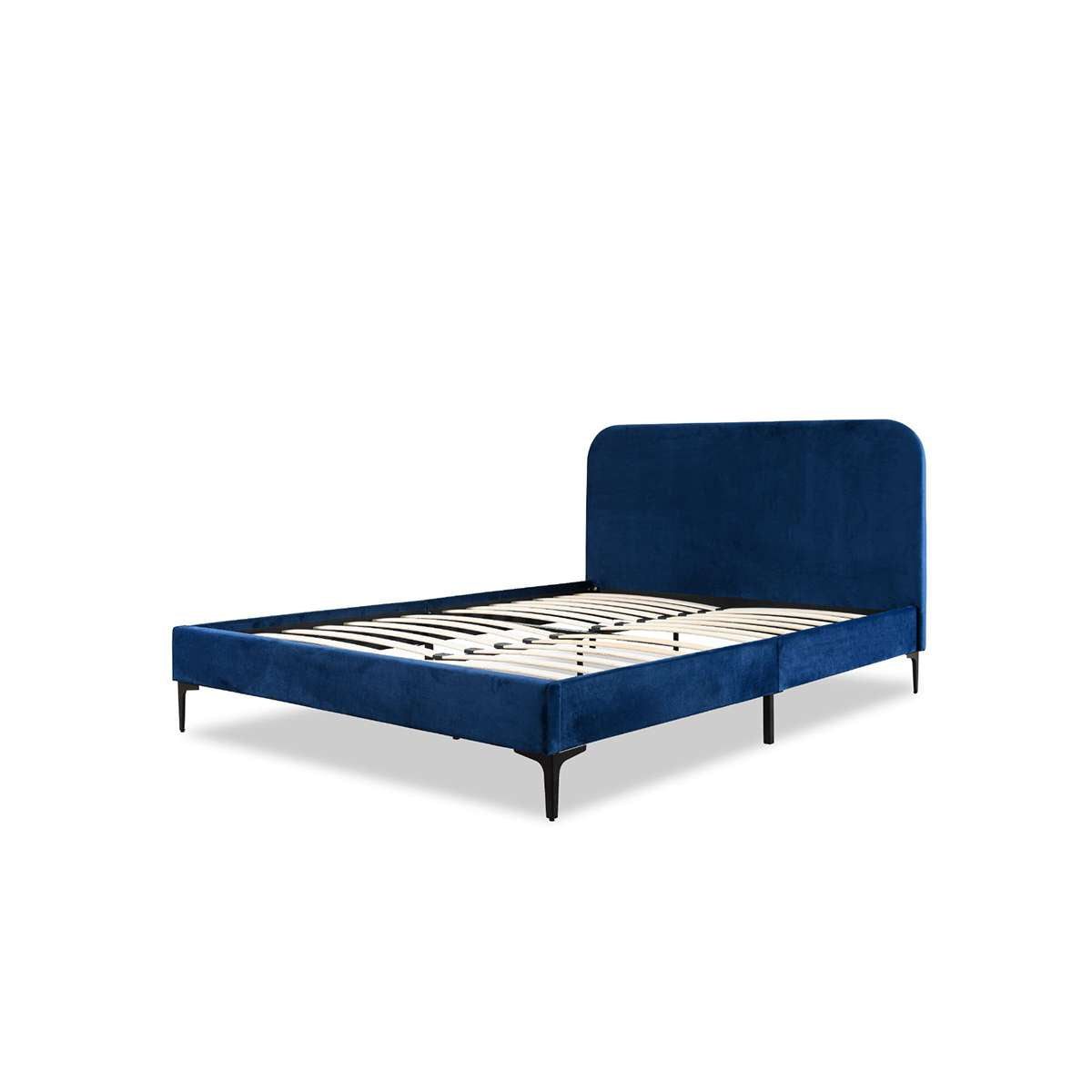 Luka Velvet Queen Bed - Navy