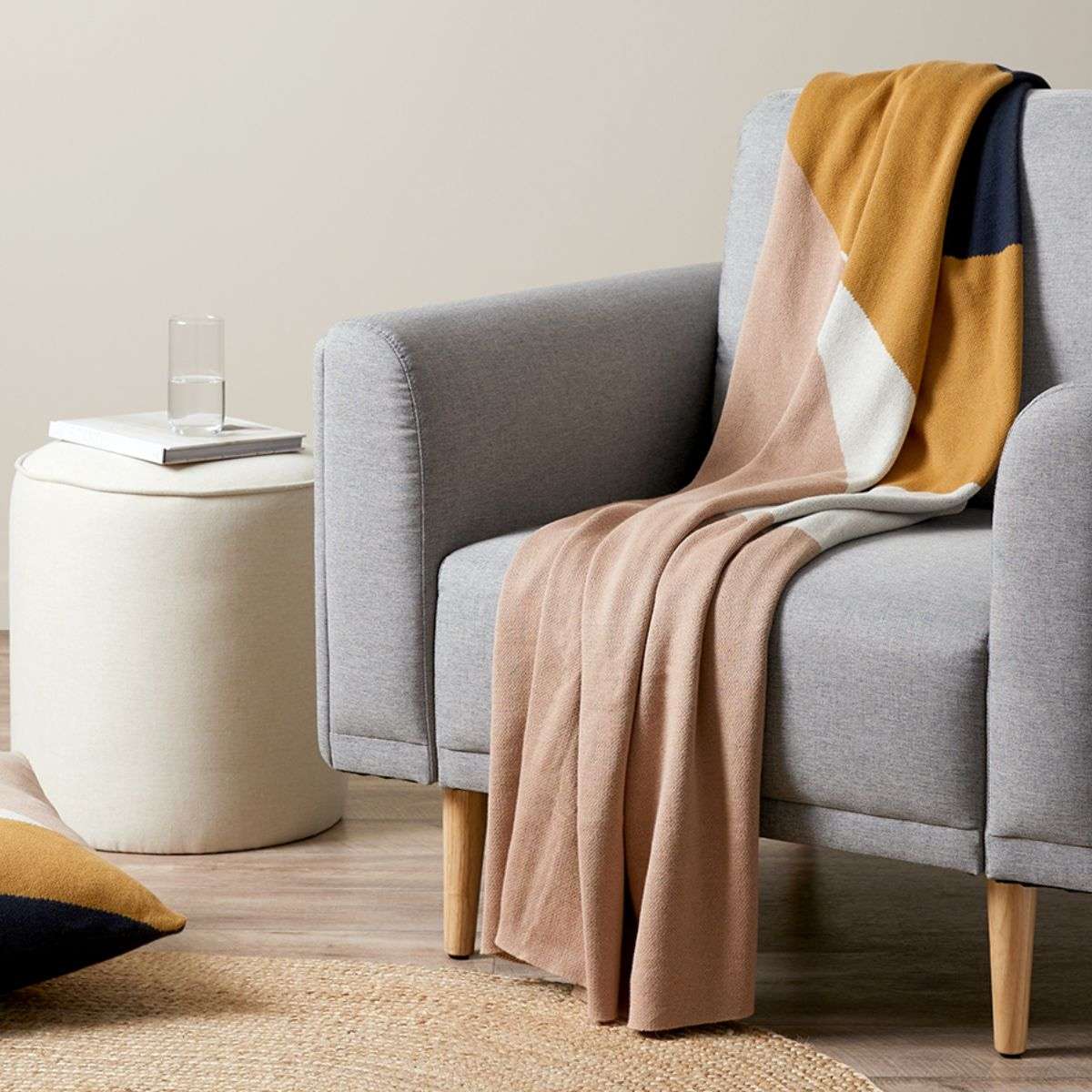 Myla Abstract Knit Throw - Navy