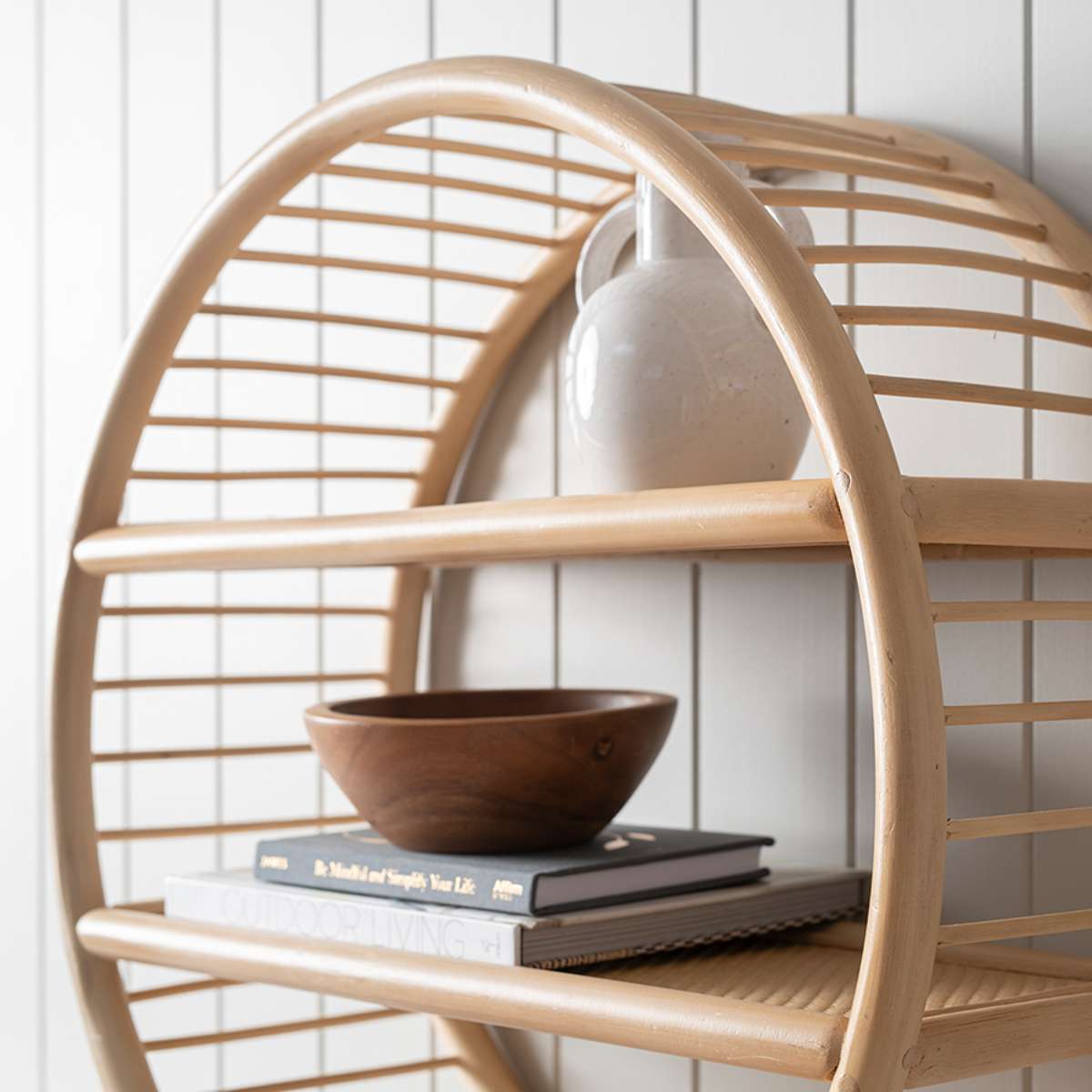 Marvin Rattan Round Wall Shelf