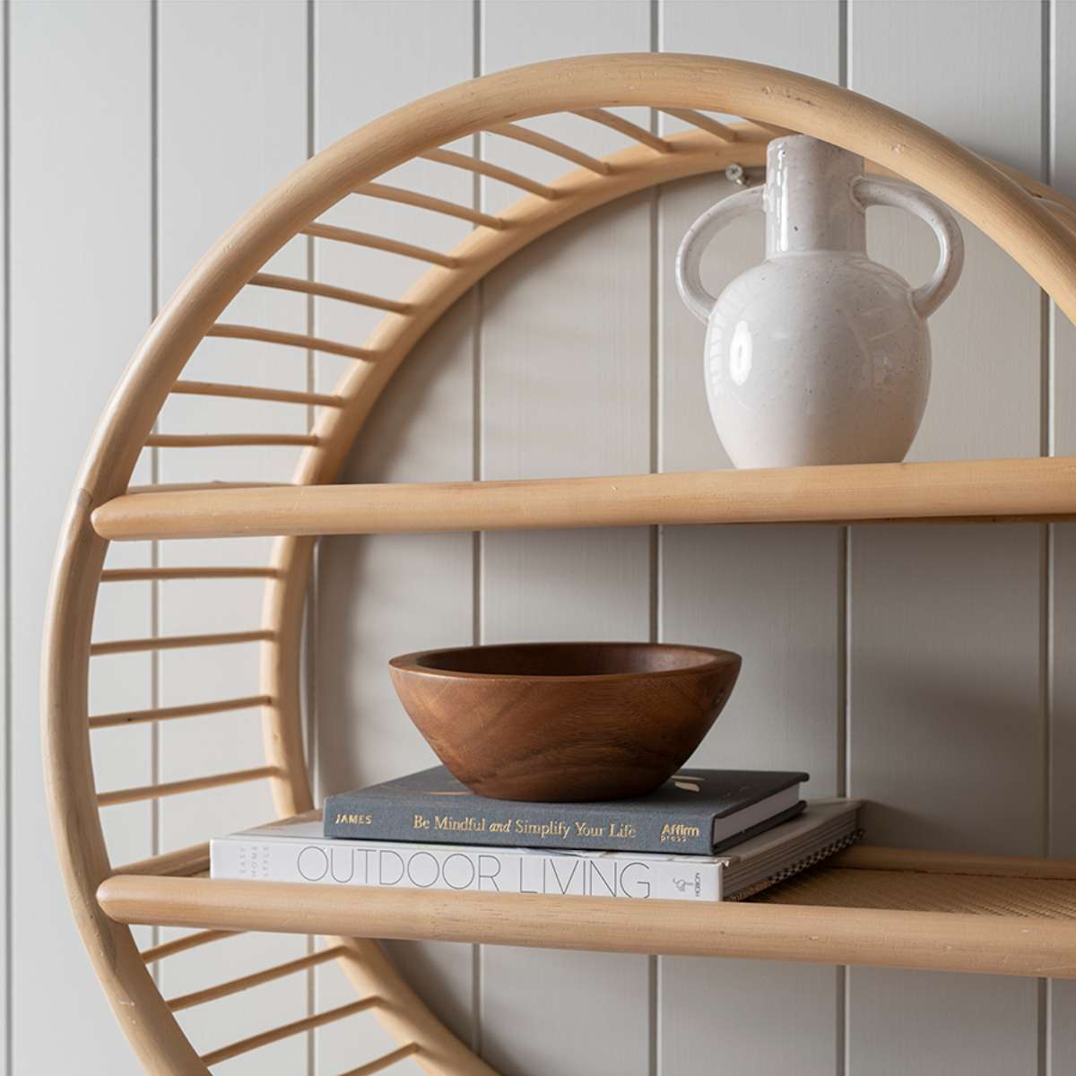Marvin Rattan Round Wall Shelf