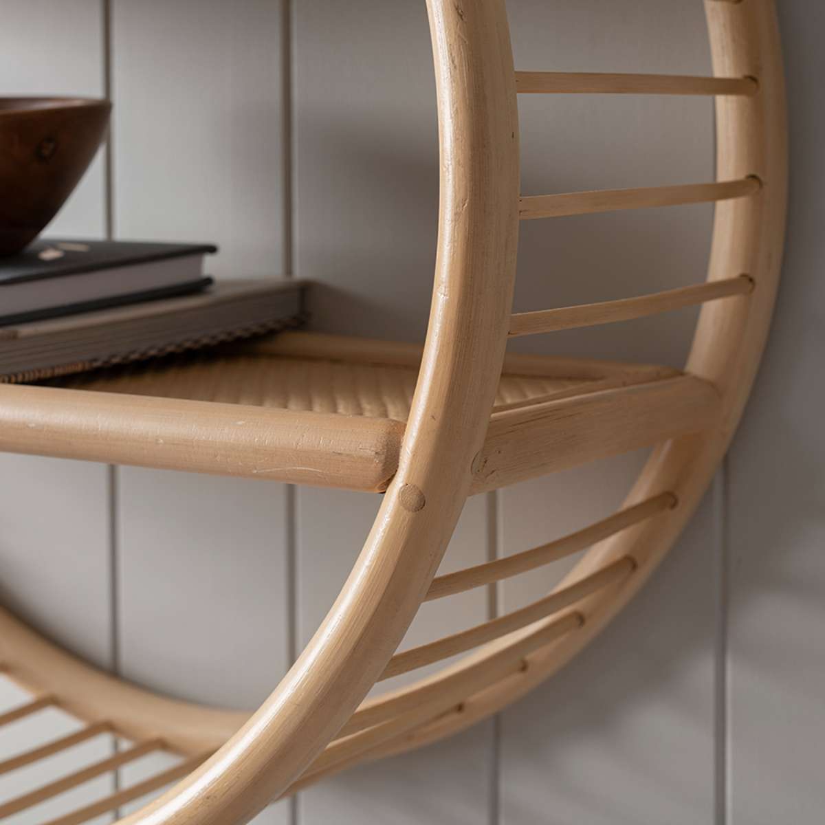 Marvin Rattan Round Wall Shelf