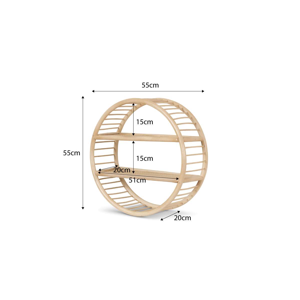Marvin Rattan Round Wall Shelf