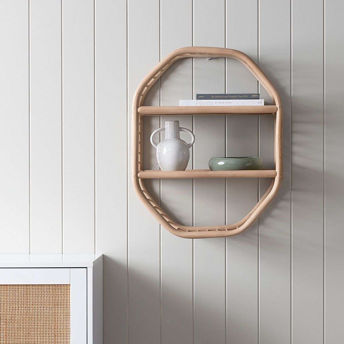 Marvin Rattan Hexagonal Wall Shelf