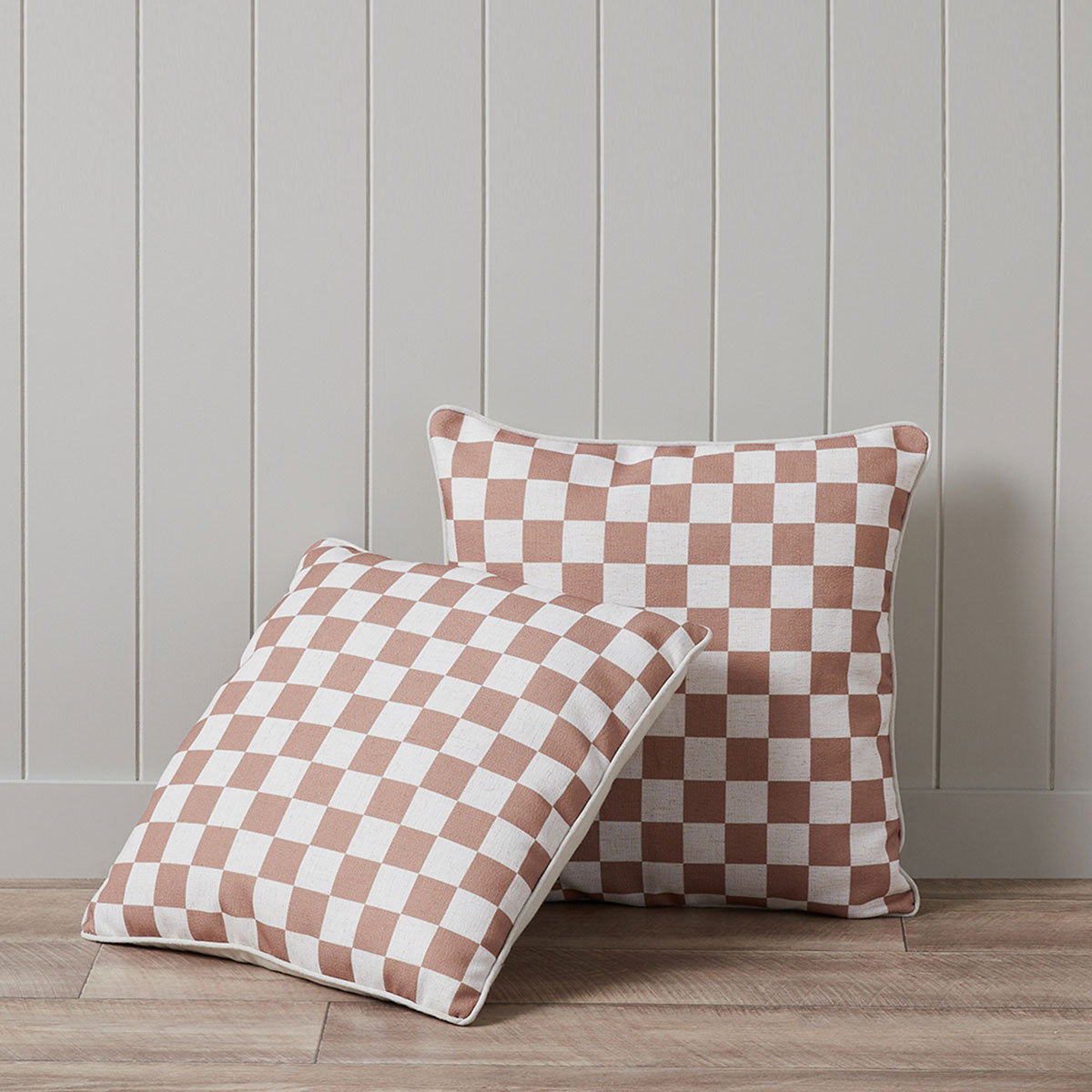 Mocka Check Cushion - Rose Tan