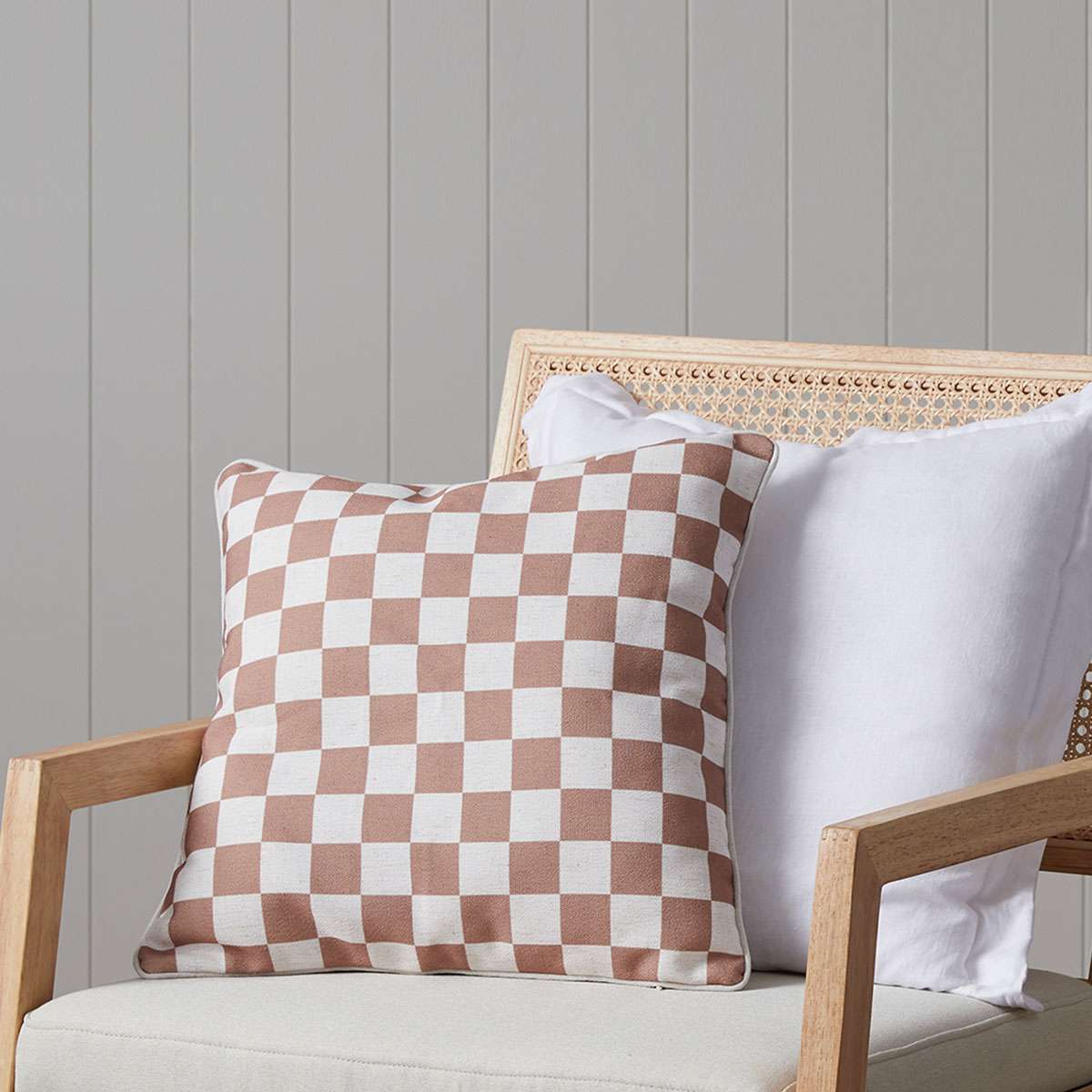 Mocka Check Cushion - Rose Tan