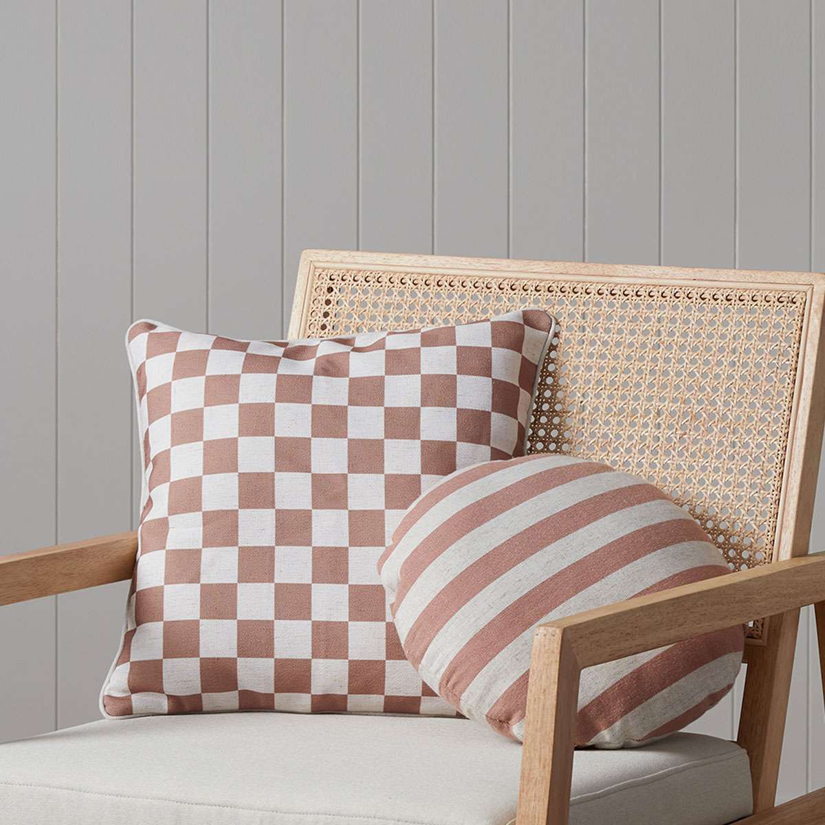 Mocka Check Cushion - Rose Tan