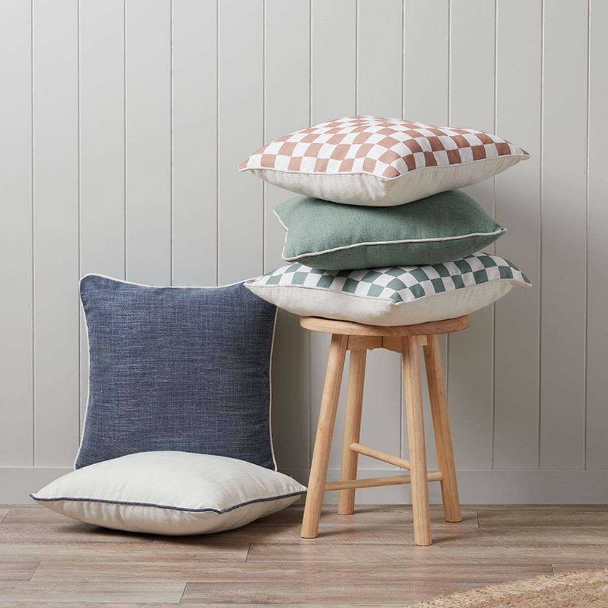Mocka Check Cushion - Rose Tan