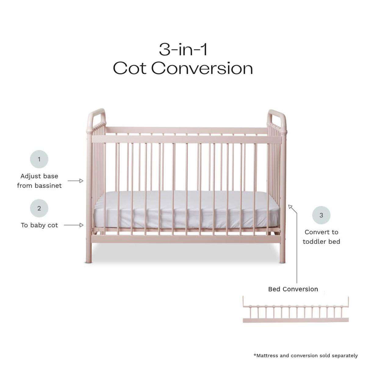 Sonata Cot - Pink