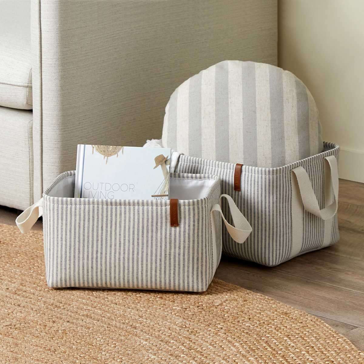 Hamptons Stripe Storage Baskets - Set of 2