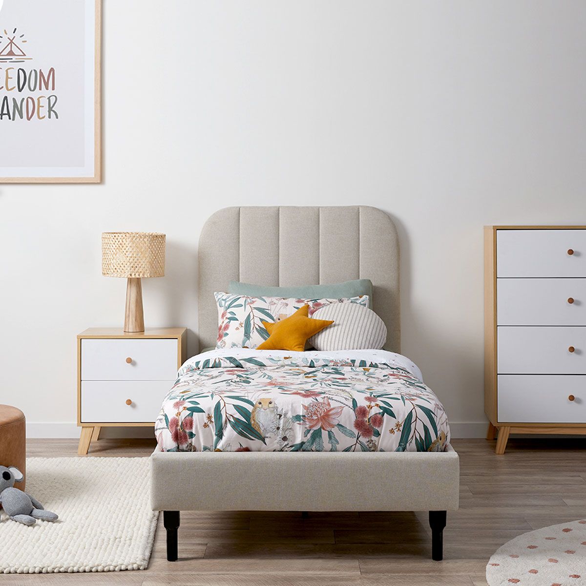 Belinda King Single Bed - Natural