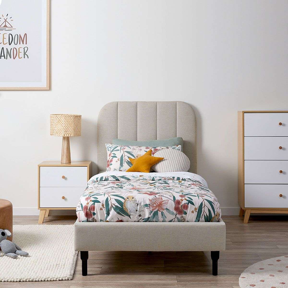 Belinda King Single Bed - Natural