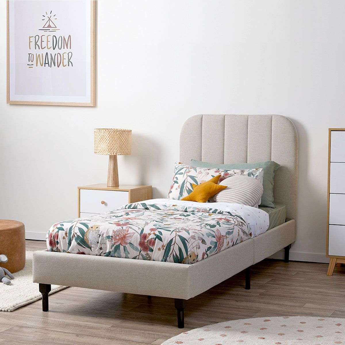 Belinda King Single Bed - Natural