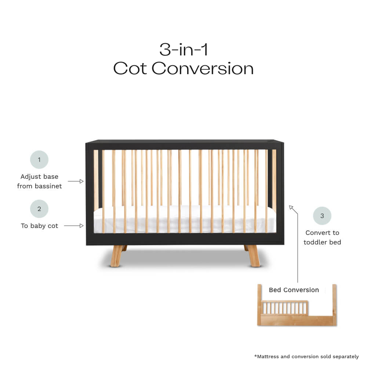 Aspen Classic Cot - Black/Natural