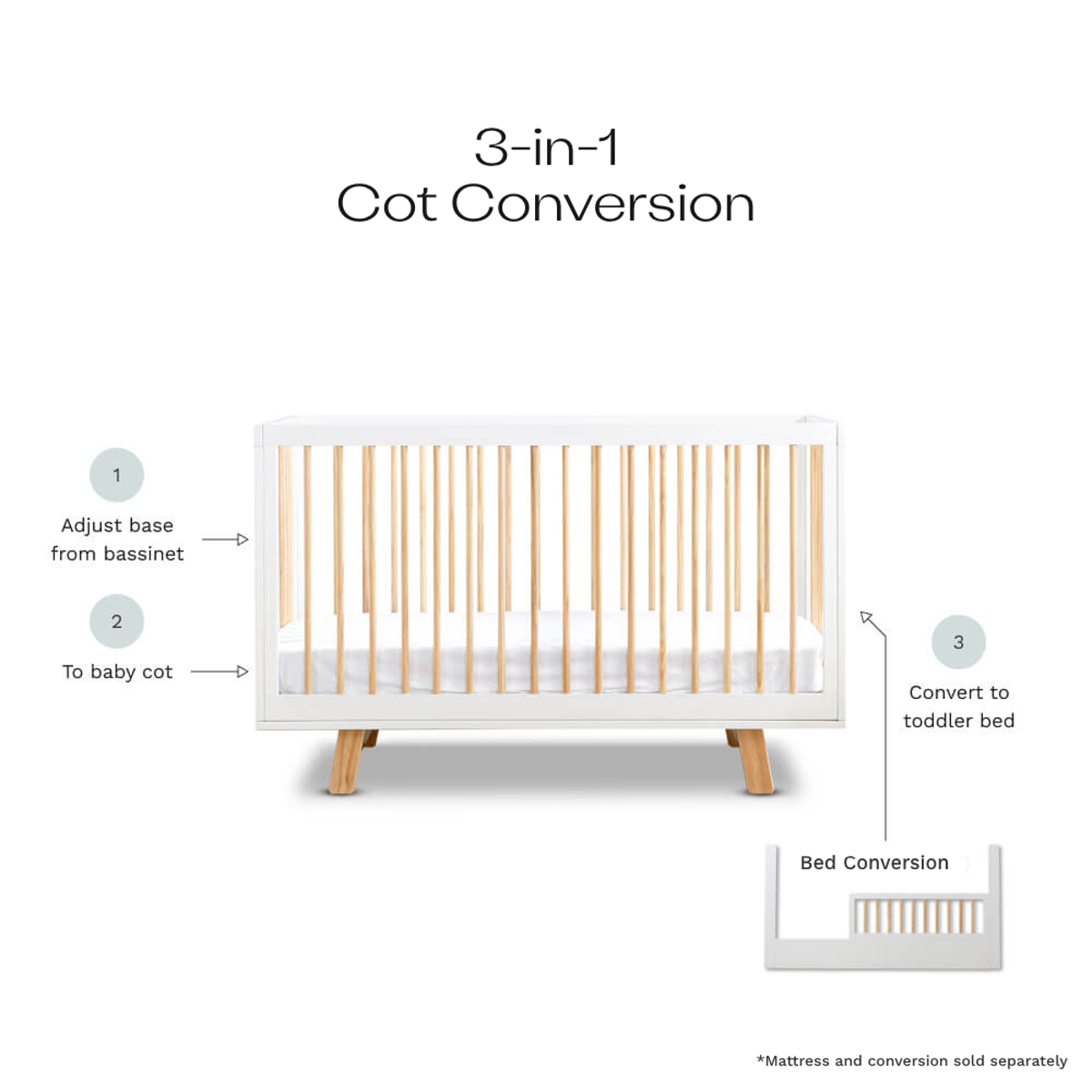 Aspen Cot - White/Natural