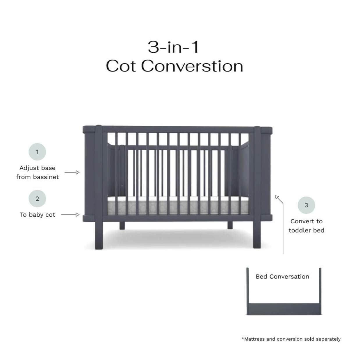 Orlando Contemporary Cot - Charcoal