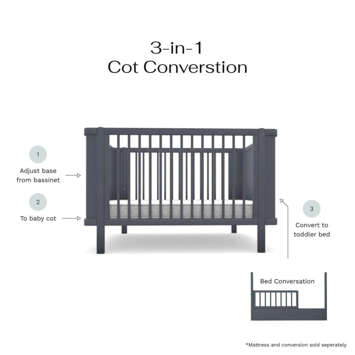 Orlando Contemporary Cot - Charcoal