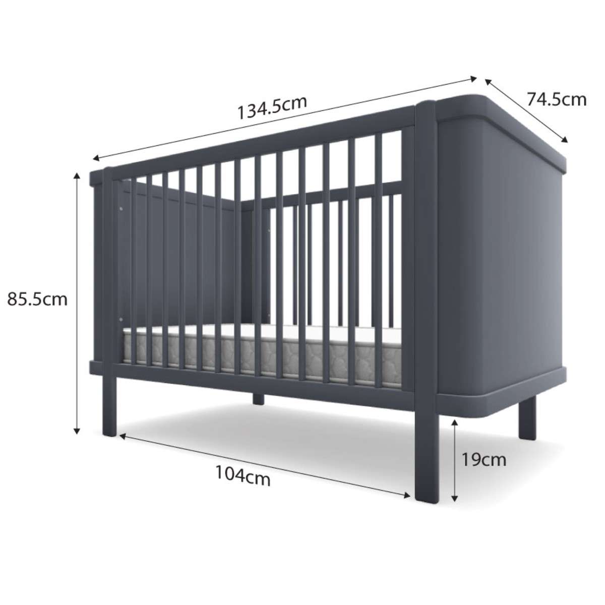Orlando Contemporary Cot - Charcoal