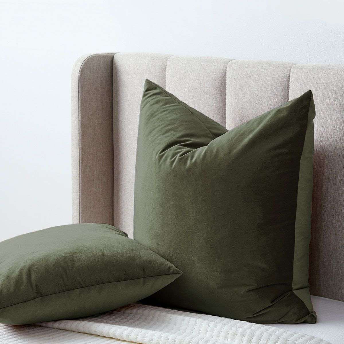 Velvet Euro Cushion Cover - Olive