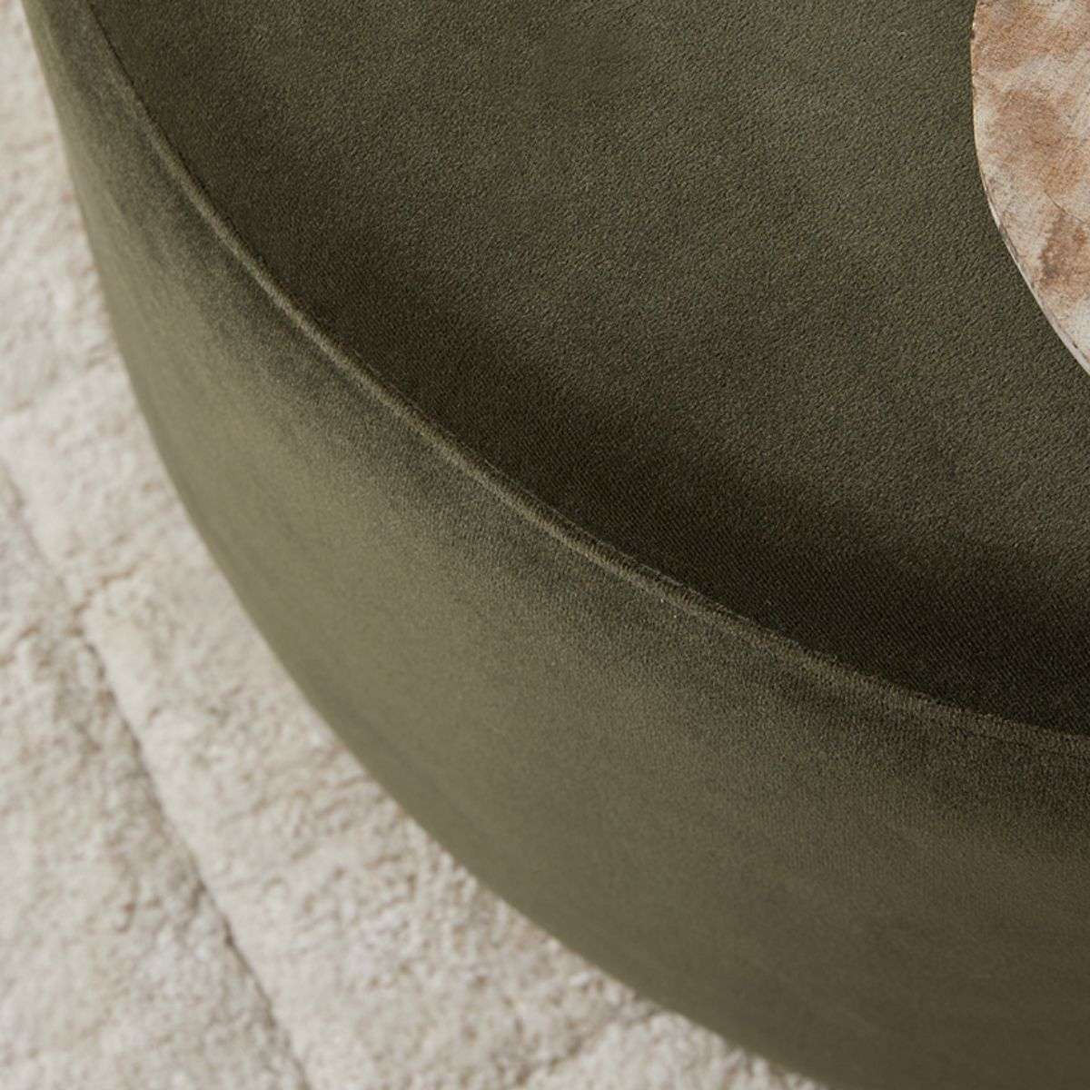 Velvet Ottoman - Large - Olive Green