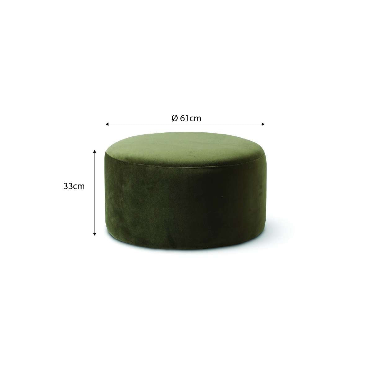 Velvet Ottoman - Large - Olive Green