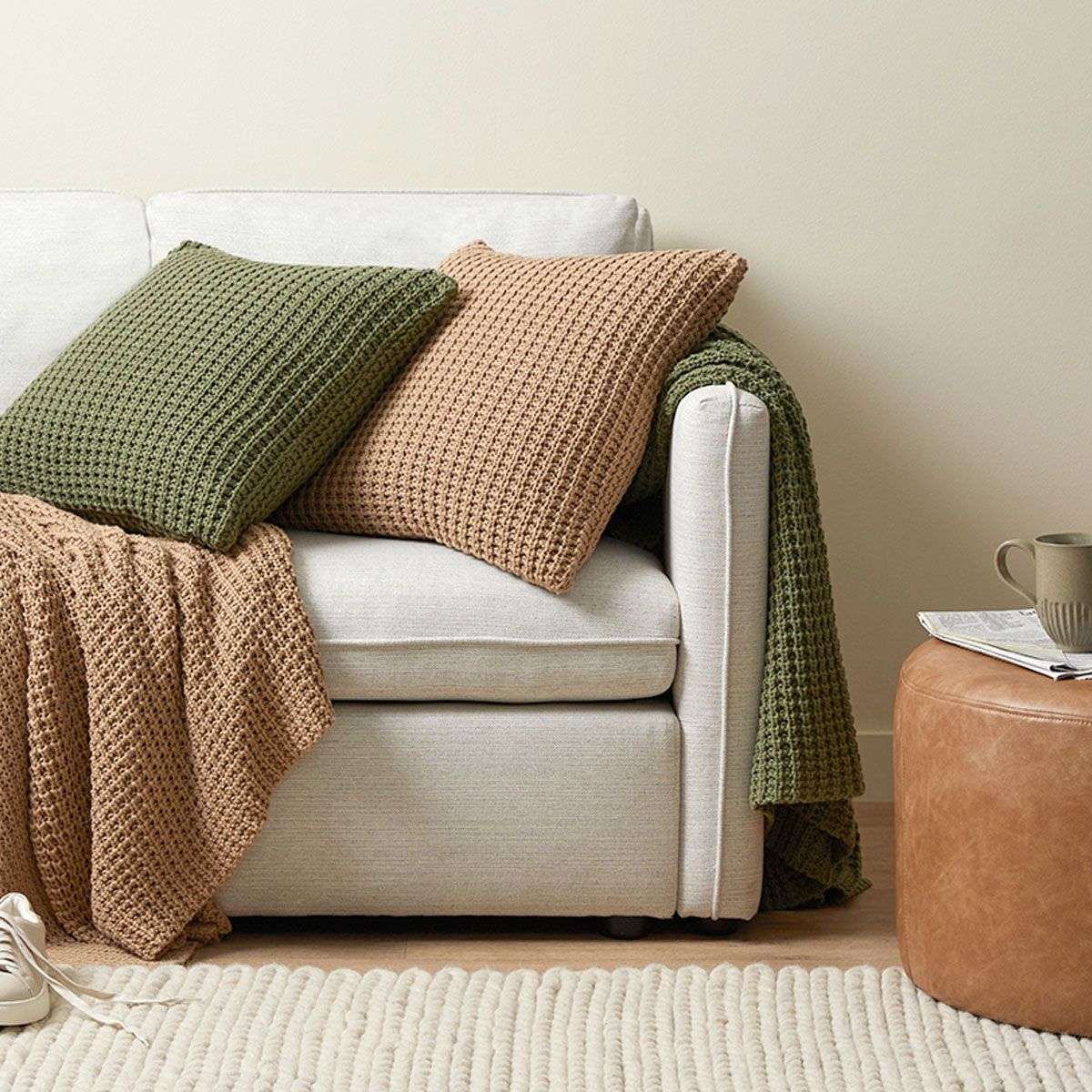 Brennan Knit Cushion Cover - Latte
