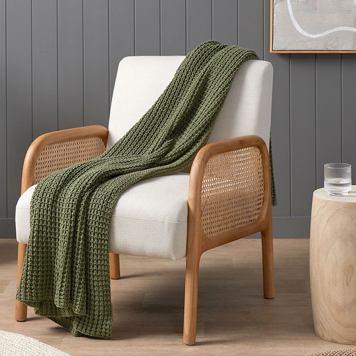 Brennan Knit Throw Rug - Khaki