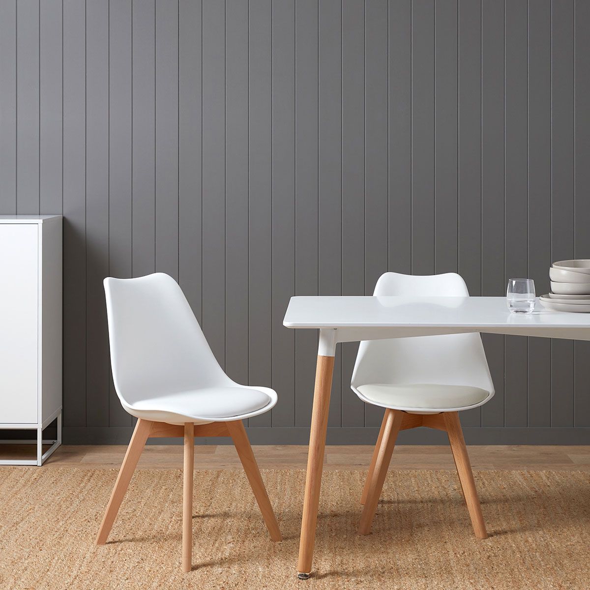 Contemporary White Four Seater Dining Set