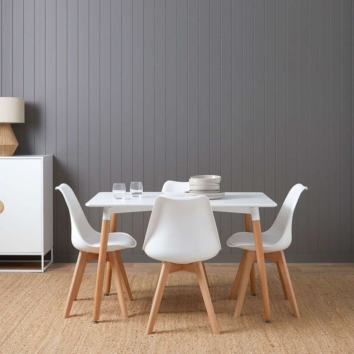 Contemporary Dining Chairs - Set of 2 - White