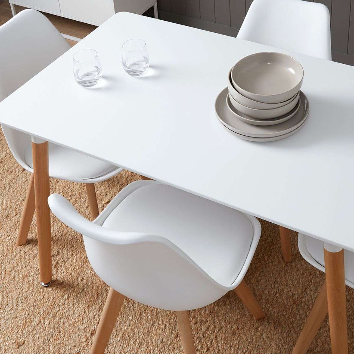 Contemporary White Four Seater Dining Set