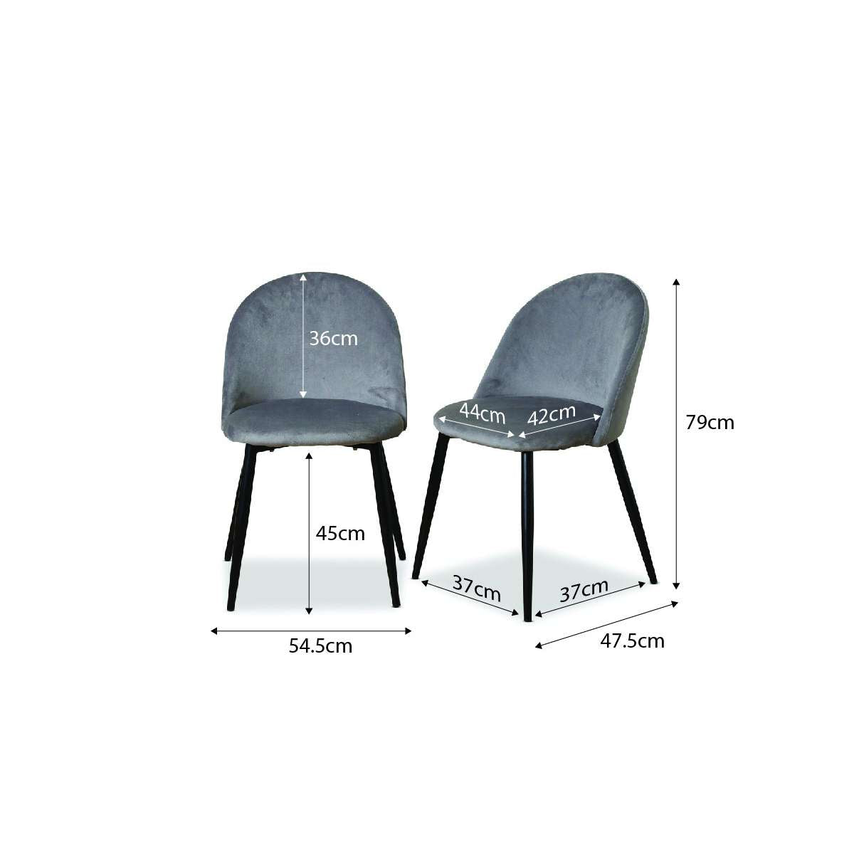 Londyn Dining Chairs - Set of 2 - Grey