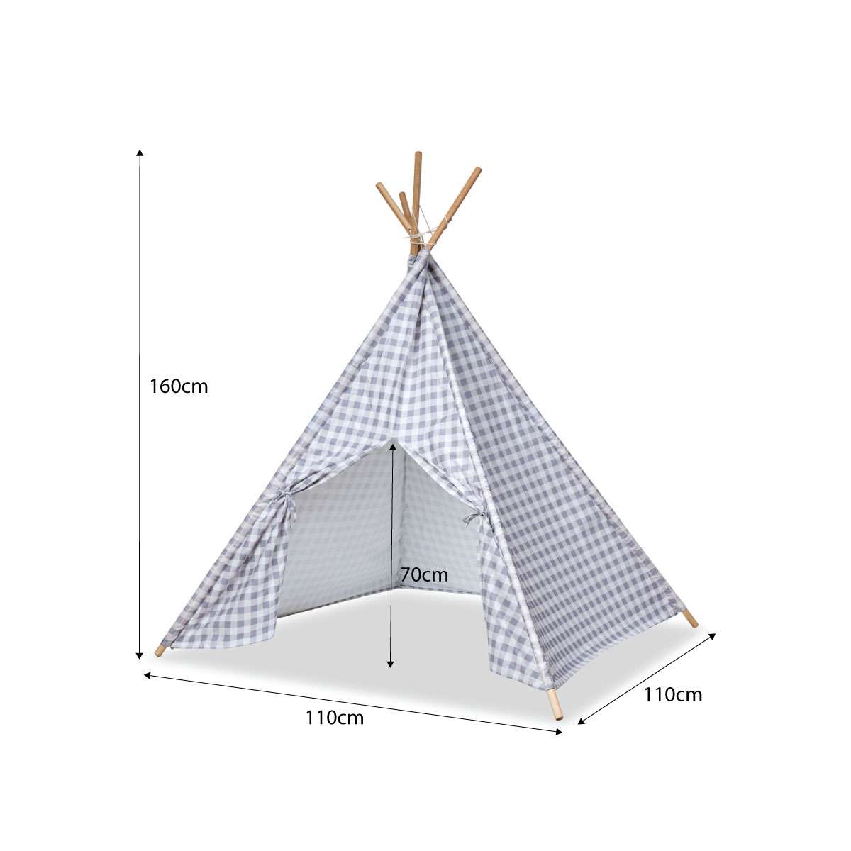 Henley Teepee - Grey Gingham