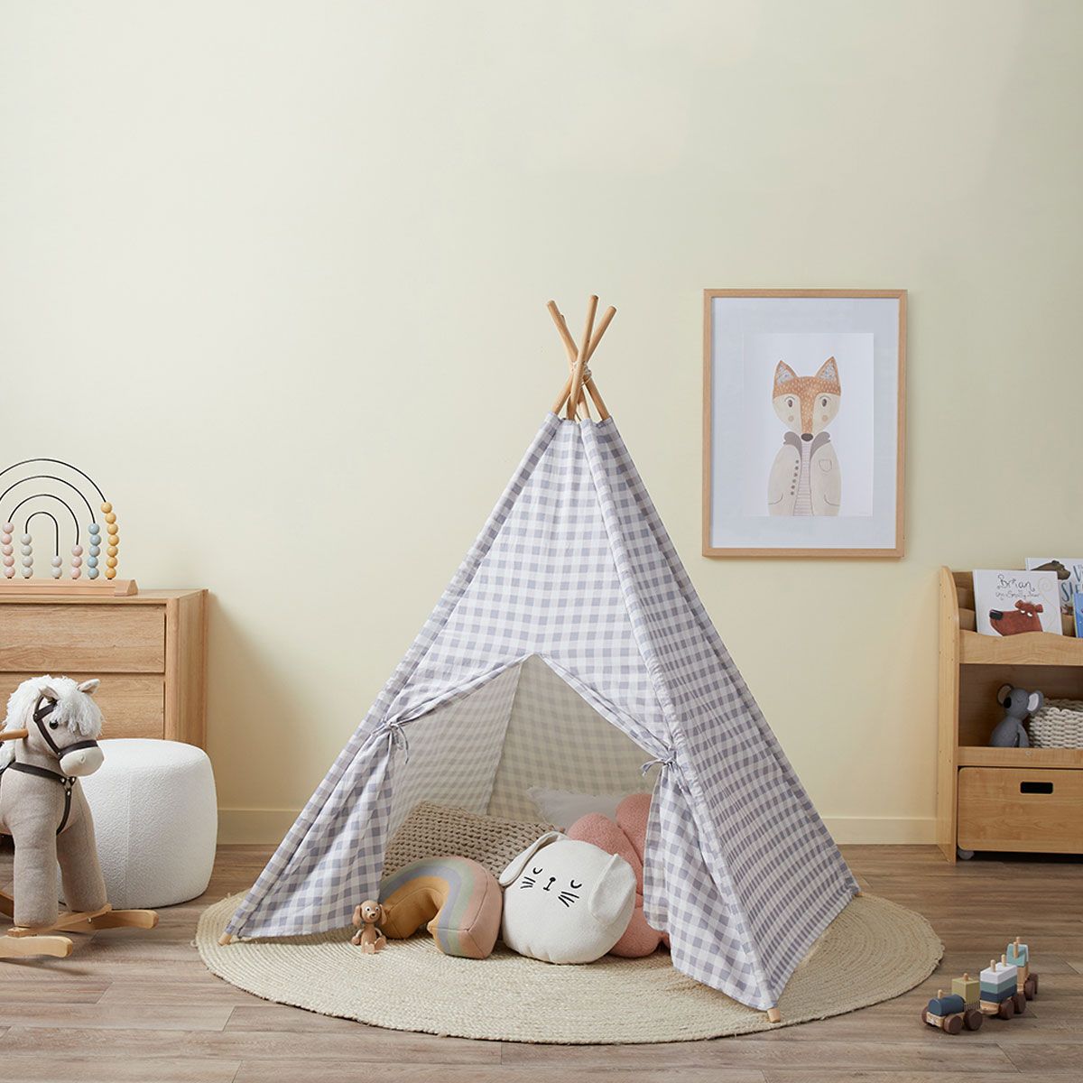 Henley Teepee - Grey Gingham
