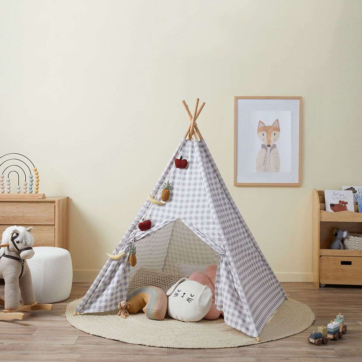 Henley Teepee - Grey Gingham