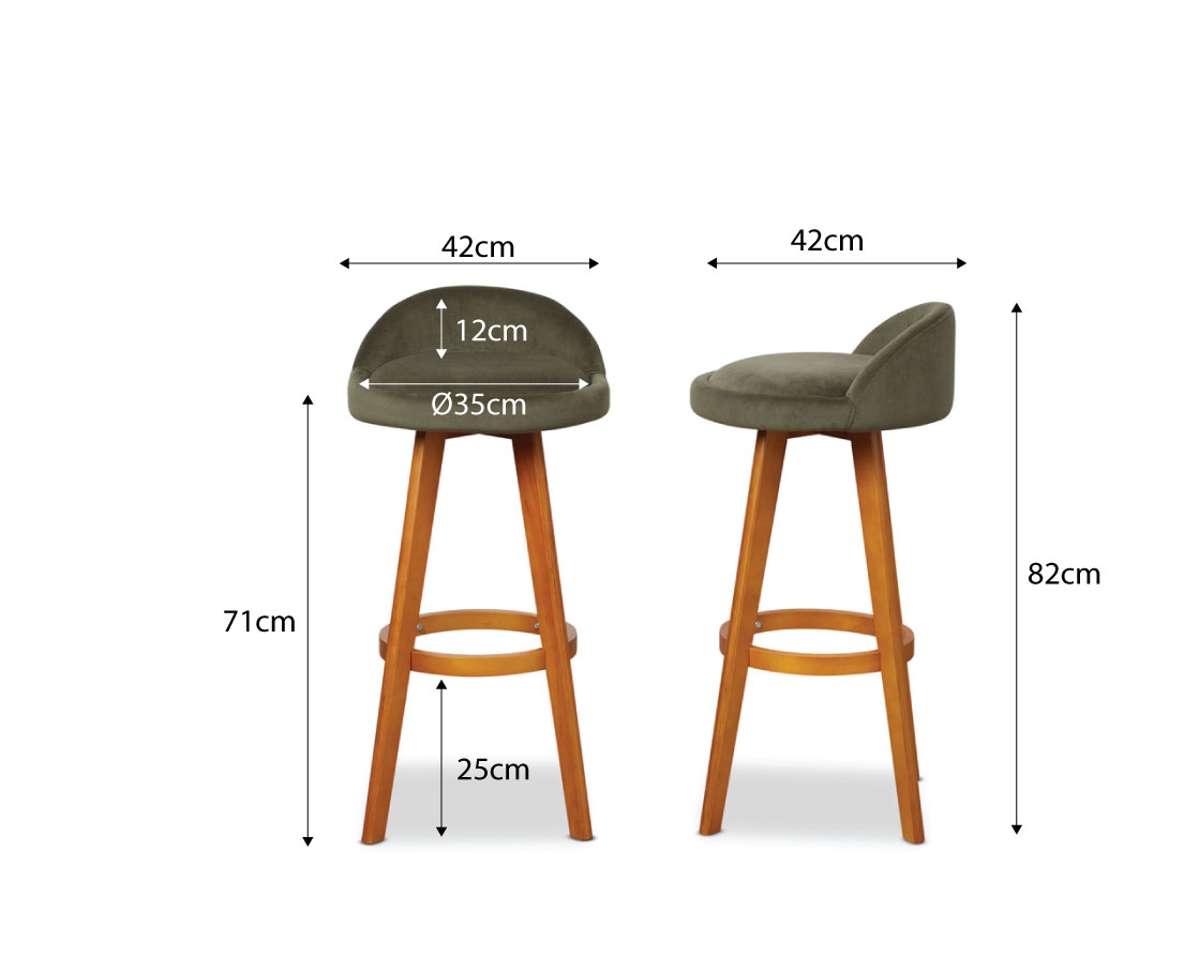 Jamie Bar Stool - Set of 2 - Olive Green