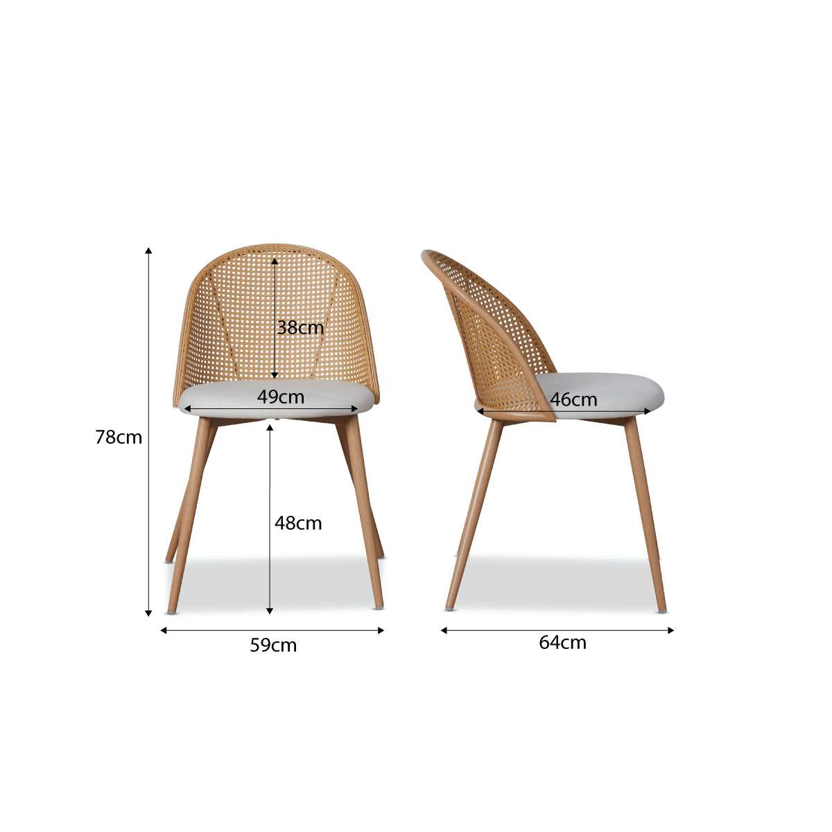 Avila Dining Chair - Set of 2 - Natural
