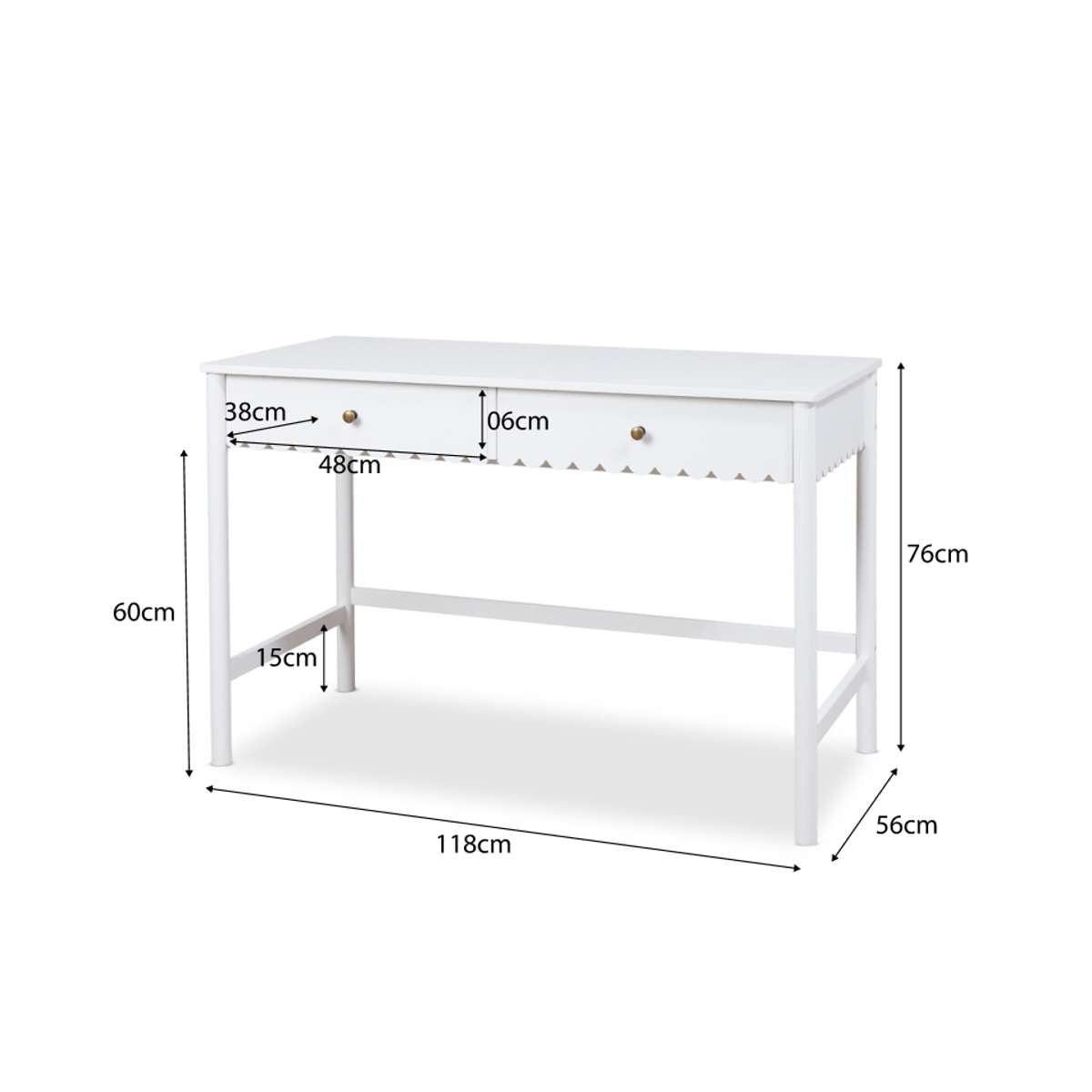 Maisie Scalloped Desk - White