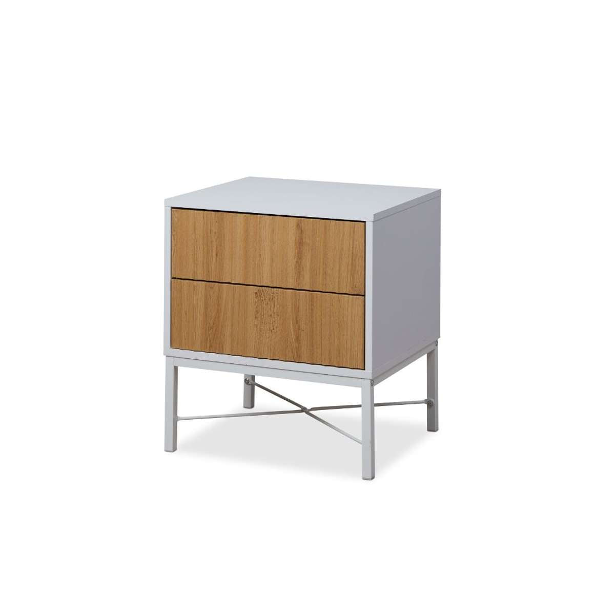 Nyla Bedside Table - White/Natural