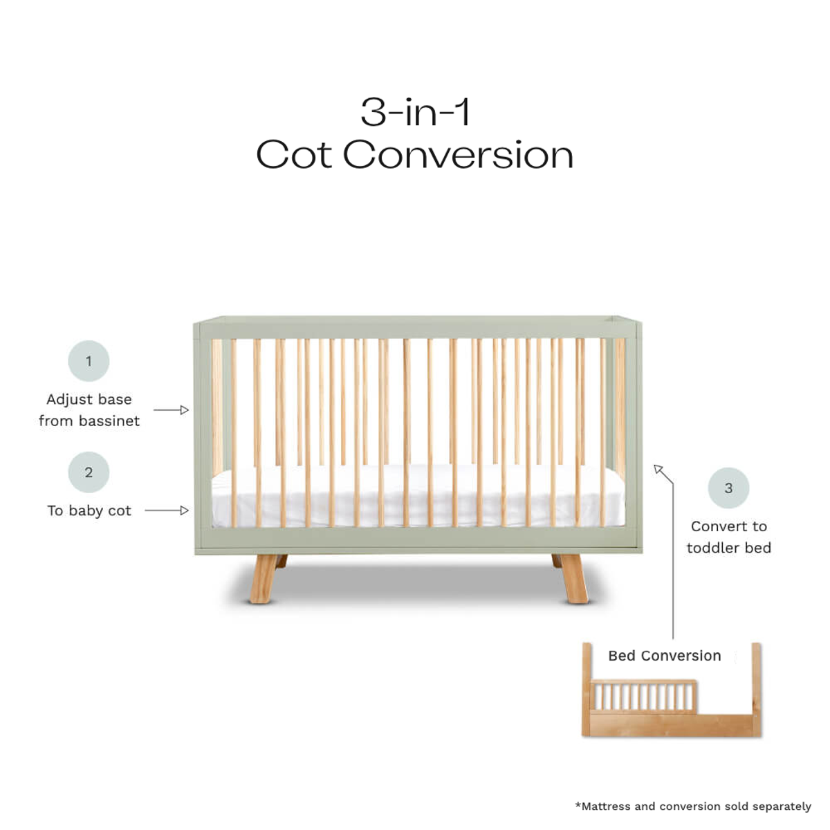 Aspen Classic Cot - Sage/Natural