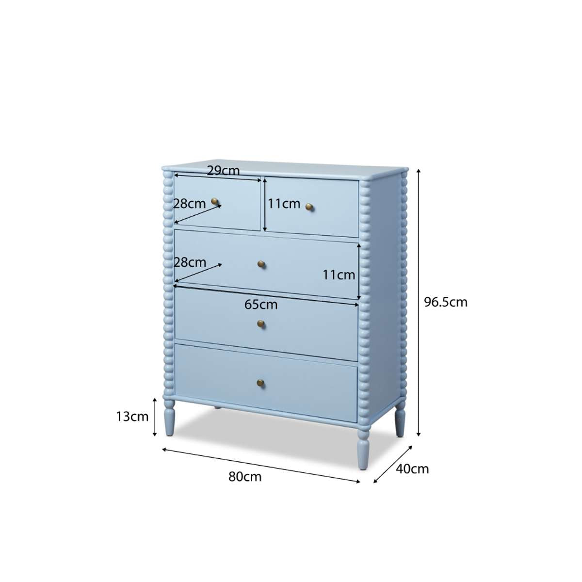 Betti Bobbin Tallboy - Ice Blue