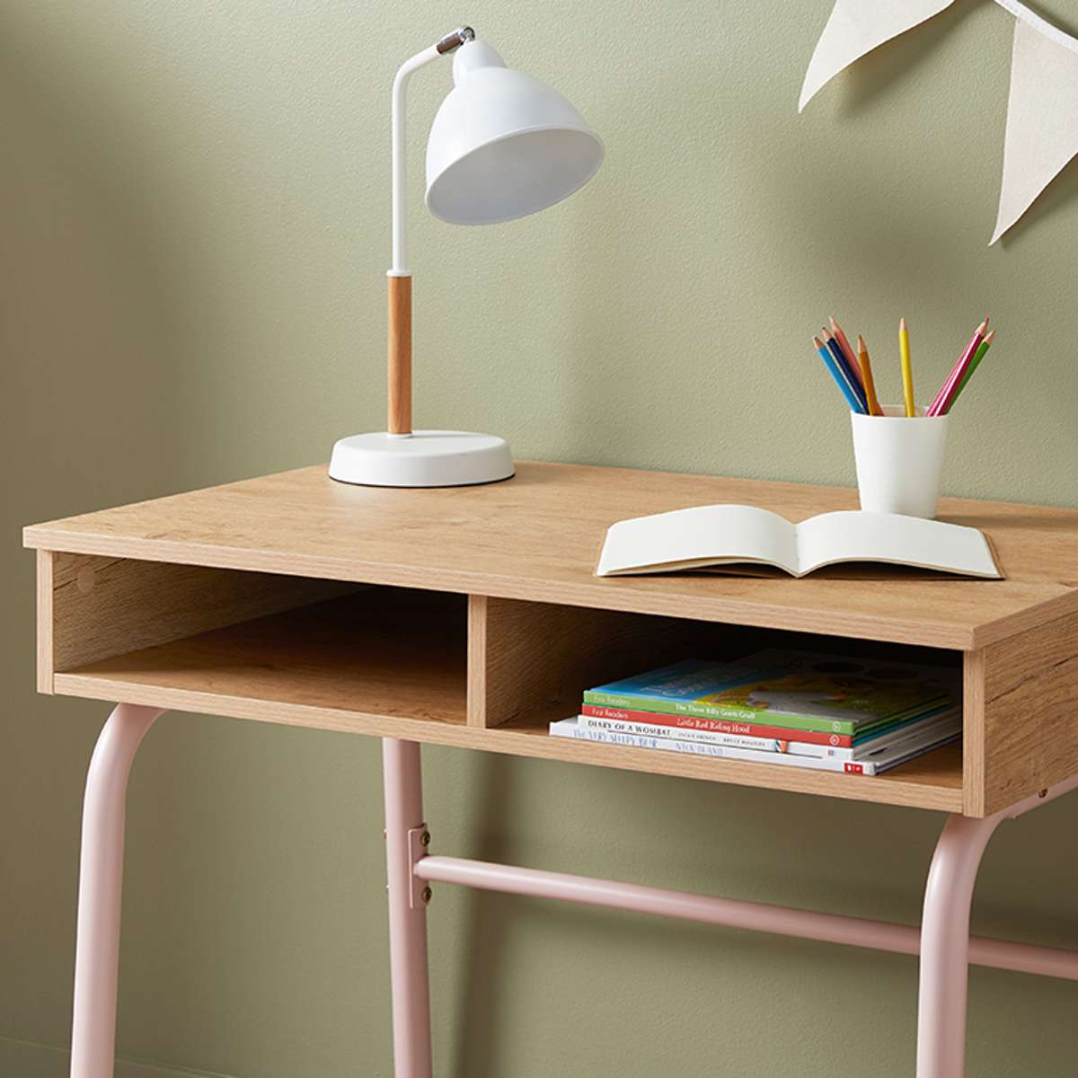 Mocka Junior Metal Desk and Stool - Pink