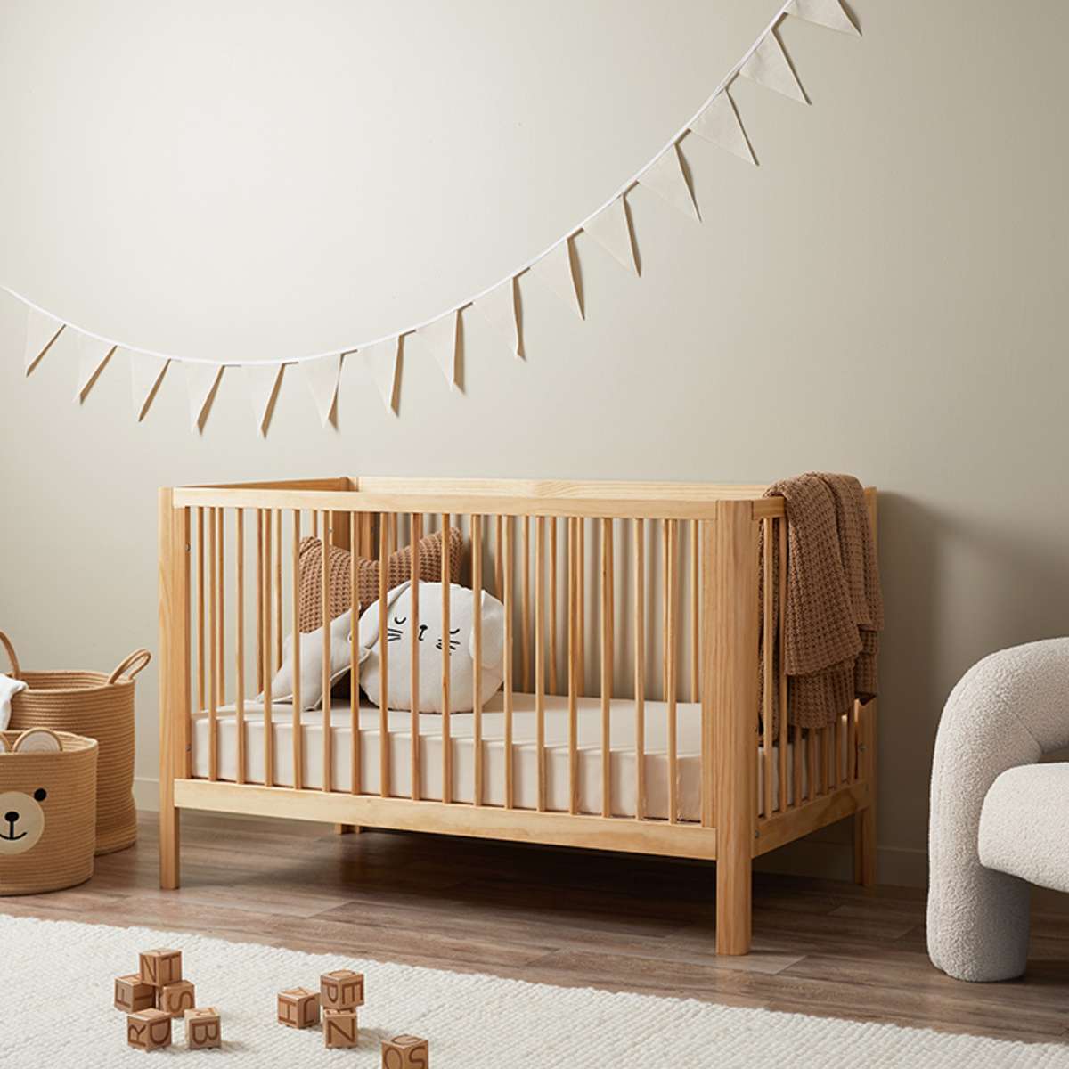Octavia Coastal Cot - Natural