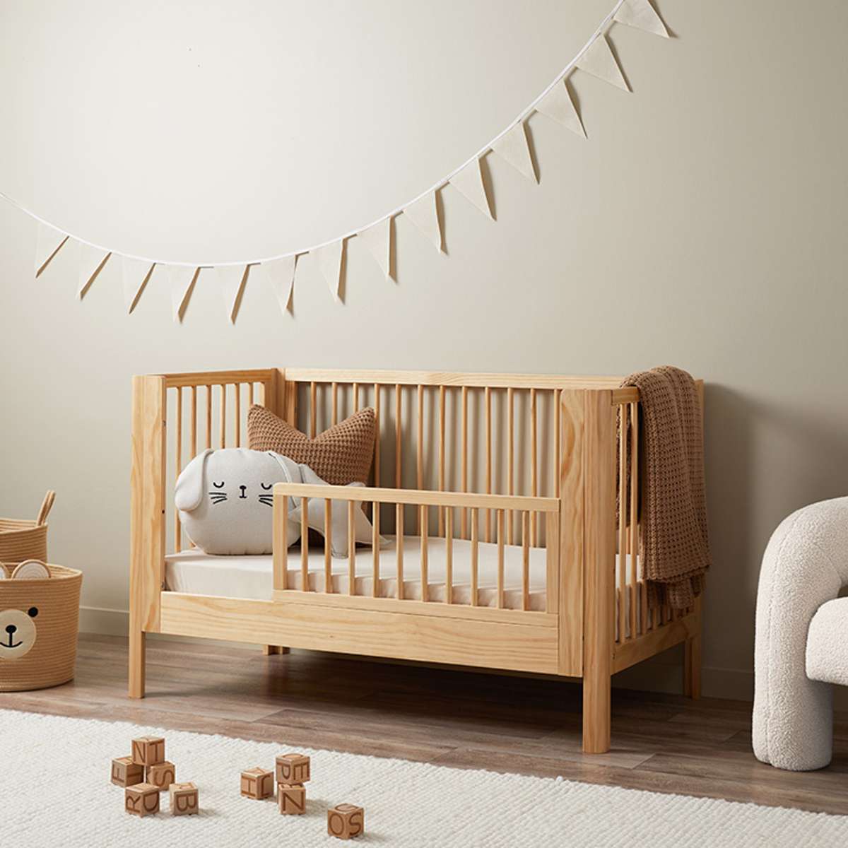 Octavia Cot Toddler Bed Half Frame - Natural