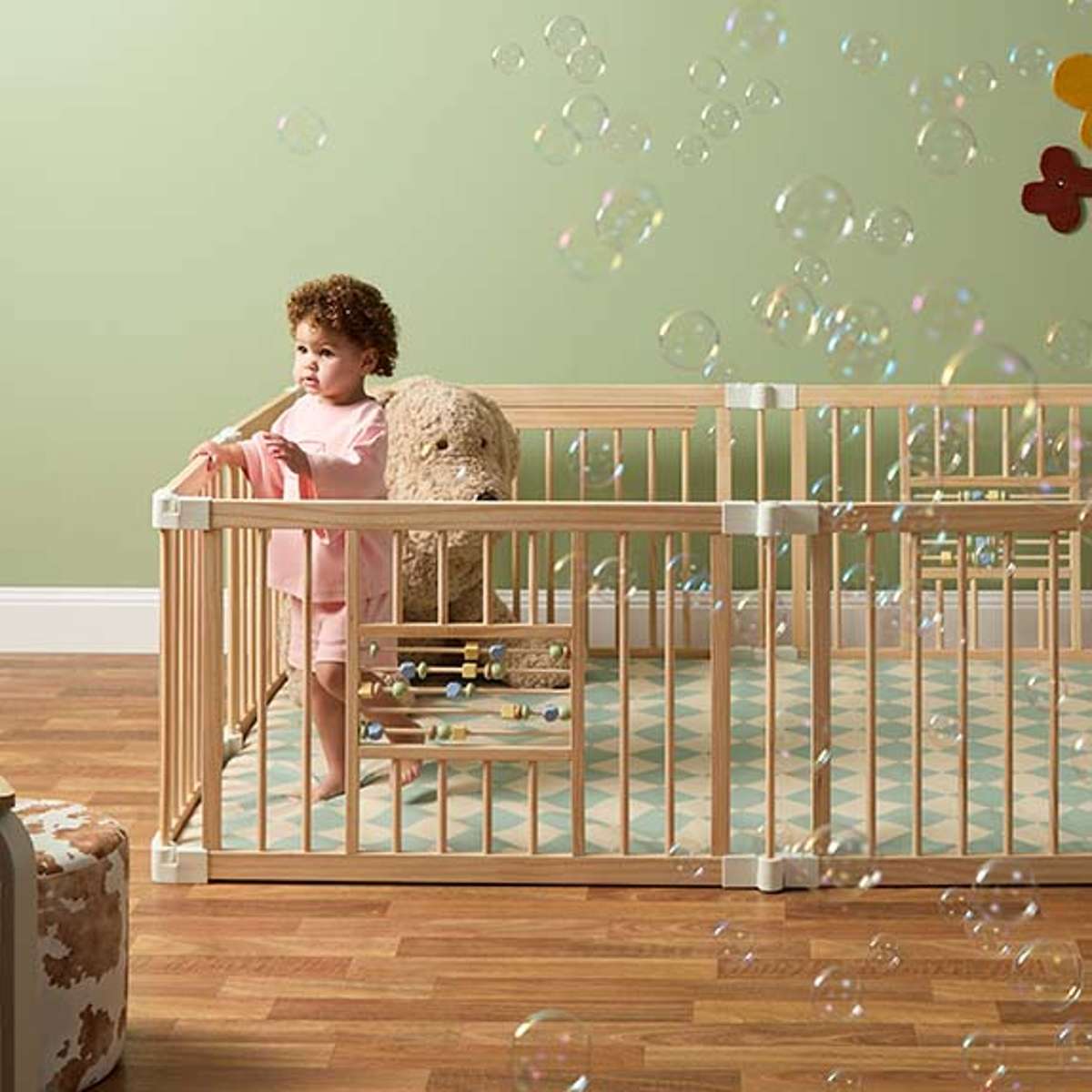 Play Pen with Beads and Play Mat Bundle - Green