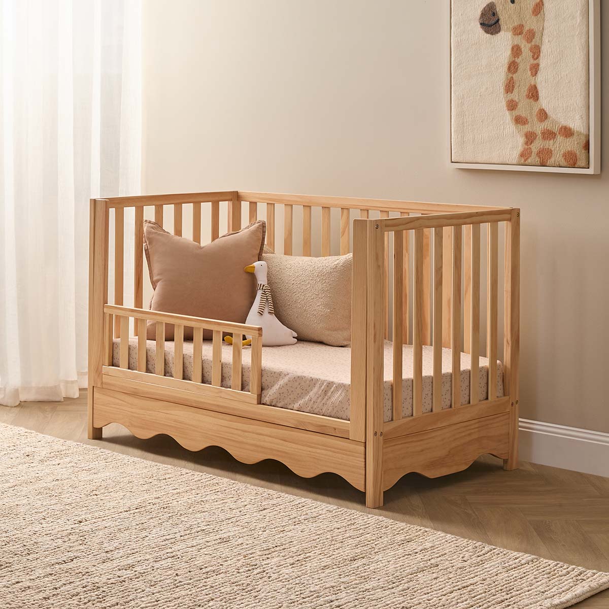 Malena Cot Toddler Bed Half Frame - Natural